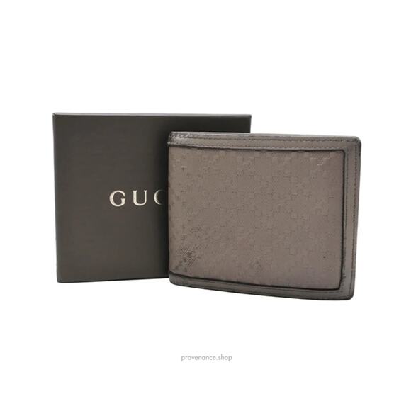 🔴 Gucci Bifold Wallet - Grey Diamante Leather - Picture 1 of 9
